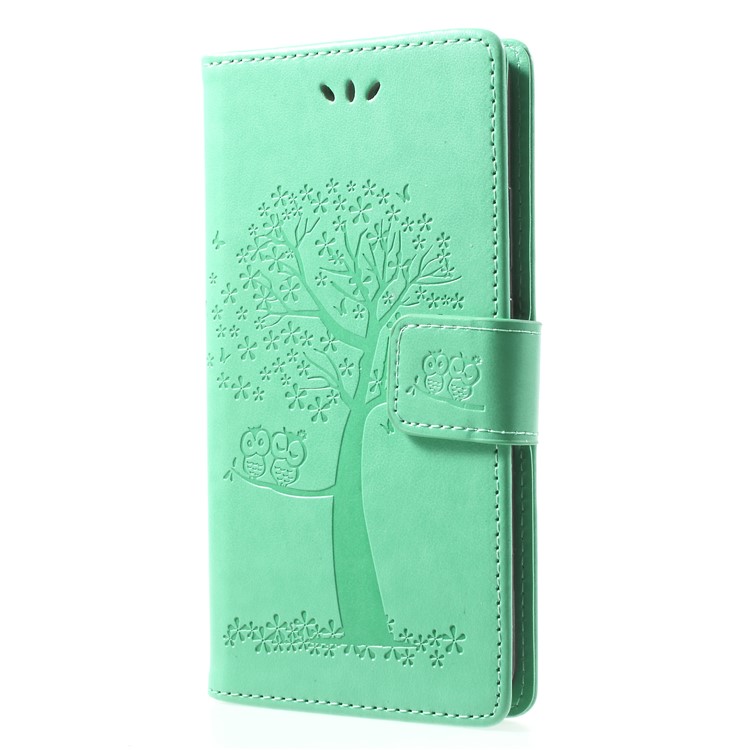 Imprint Tree Owl Wallet Leather Stand Cover for Huawei Mate 10 Pro - Green-3