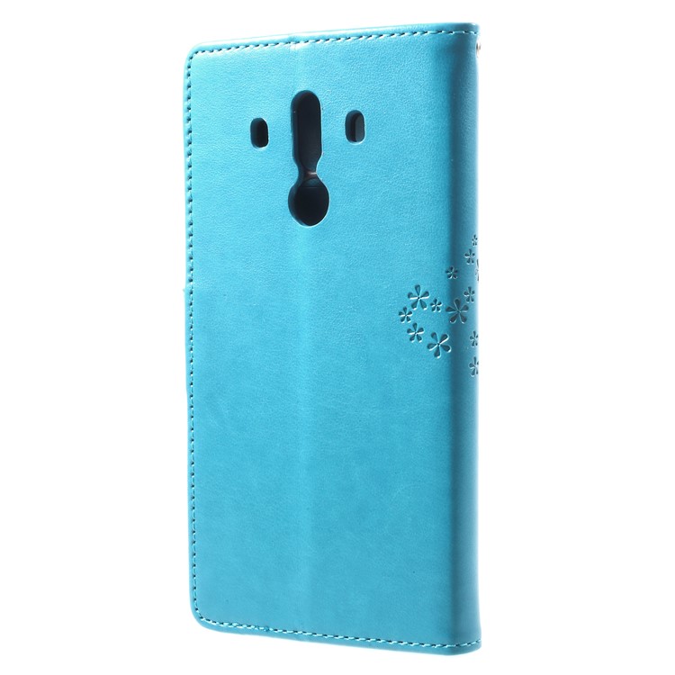 Imprint Tree Owl Cell Phone Leather Wallet Case for Huawei Mate 10 Pro - Blue-2