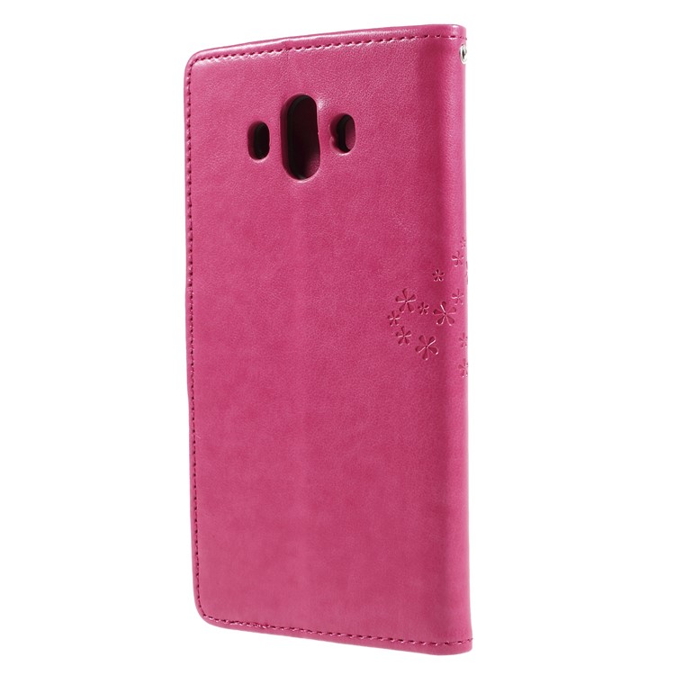 Imprint Tree Owl Magnetic Wallet PU Leather Casing with Stand for Huawei Mate 10 - Rose-2