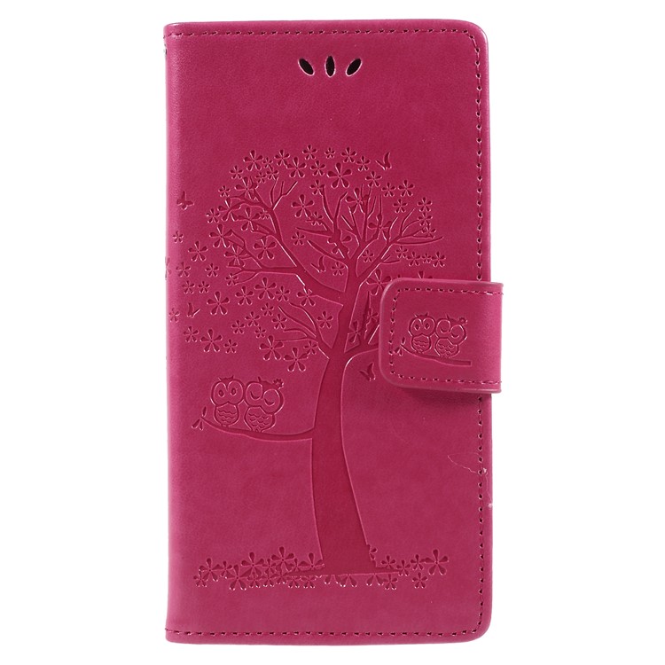 Imprint Tree Owl Magnetic Wallet PU Leather Casing with Stand for Huawei Mate 10 - Rose-3