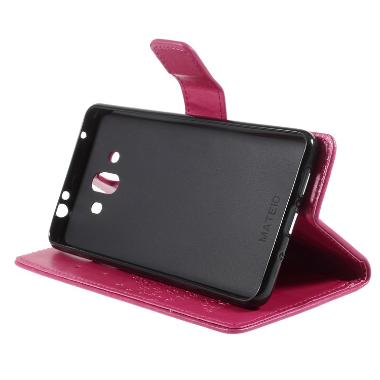 Imprint Tree Owl Magnetic Wallet PU Leather Casing with Stand for Huawei Mate 10 - Rose-4