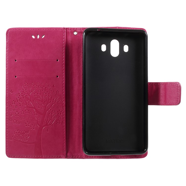 Imprint Tree Owl Magnetic Wallet PU Leather Casing with Stand for Huawei Mate 10 - Rose-6
