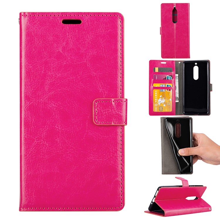 BTRCASE Crazy Horse Leather Wallet Case Cover for Huawei Mate 10 Lite / nova 2i / Maimang 6 - Rose-1