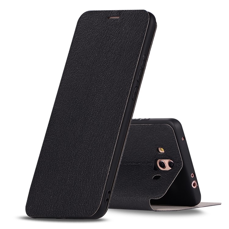 Litchi Texture Flip Leather Stand Card Slot Case for Huawei Mate 10 - Black-1