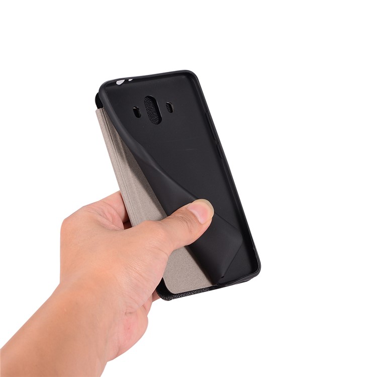 Litchi Texture Flip Leather Stand Card Slot Case for Huawei Mate 10 - Black-11