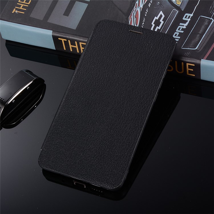 Litchi Texture Flip Leather Stand Card Slot Case for Huawei Mate 10 - Black-2