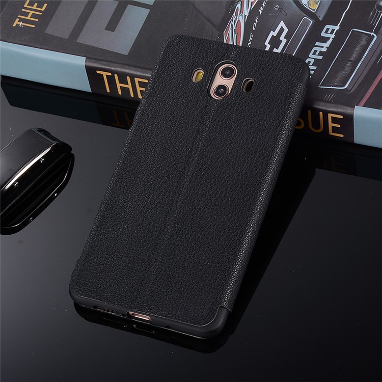 Litchi Texture Flip Leather Stand Card Slot Case for Huawei Mate 10 - Black-3