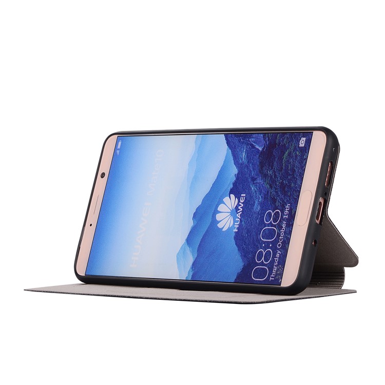 Litchi Texture Flip Leather Stand Card Slot Case for Huawei Mate 10 - Black-9