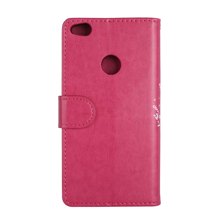 Flamingo Pattern Flash Powder Leather Wallet Case for Huawei P8 Lite (2017) / Honor 8 Lite - Rose-3