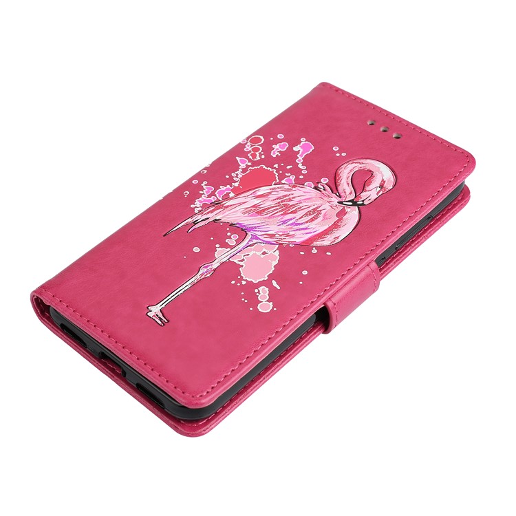 Flamingo Pattern Flash Powder Leather Wallet Case for Huawei P8 Lite (2017) / Honor 8 Lite - Rose-4