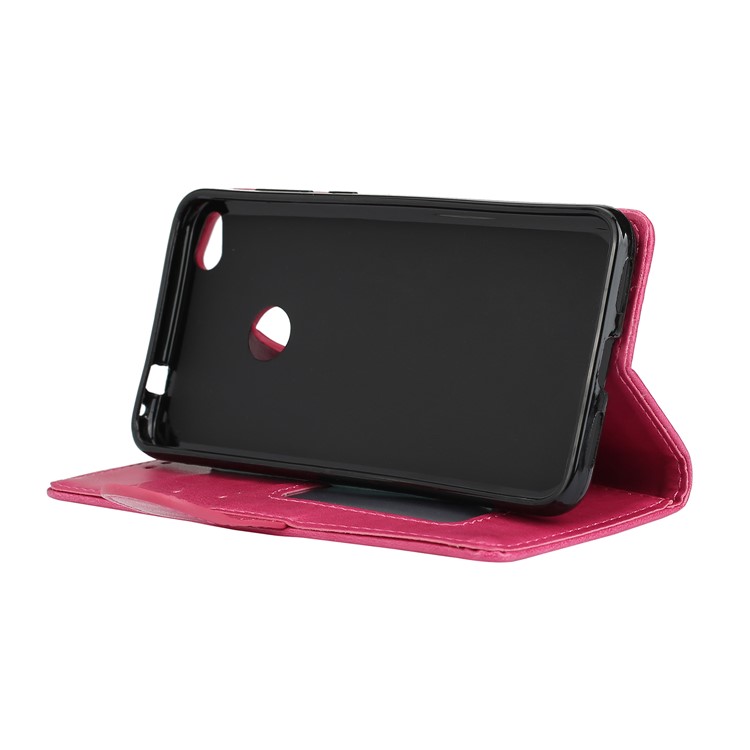 Flamingo Pattern Flash Powder Leather Wallet Case for Huawei P8 Lite (2017) / Honor 8 Lite - Rose-6