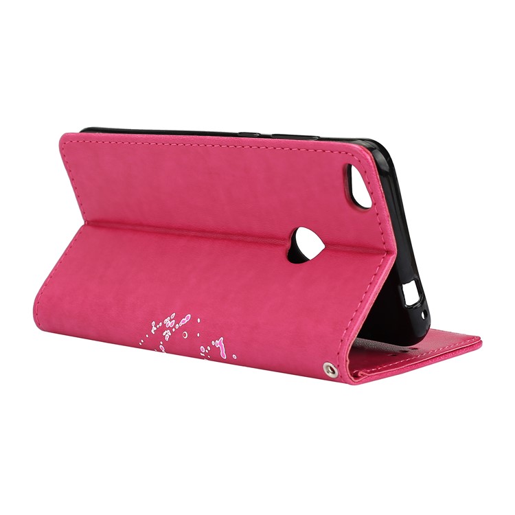 Flamingo Pattern Flash Powder Leather Wallet Case for Huawei P8 Lite (2017) / Honor 8 Lite - Rose-7