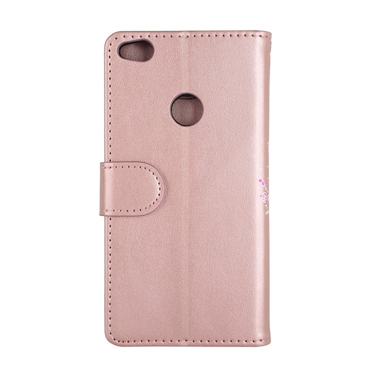 Flamingo Pattern Flash Powder Leather Wallet Cover for Huawei P8 Lite (2017) / Honor 8 Lite - Rose Gold-3