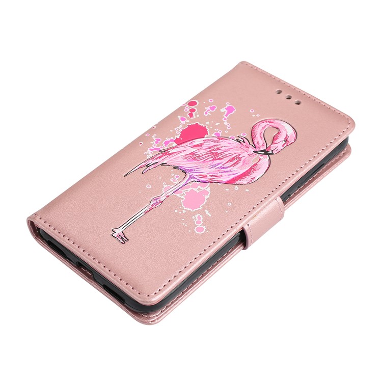 Flamingo Pattern Flash Powder Leather Wallet Cover for Huawei P8 Lite (2017) / Honor 8 Lite - Rose Gold-4