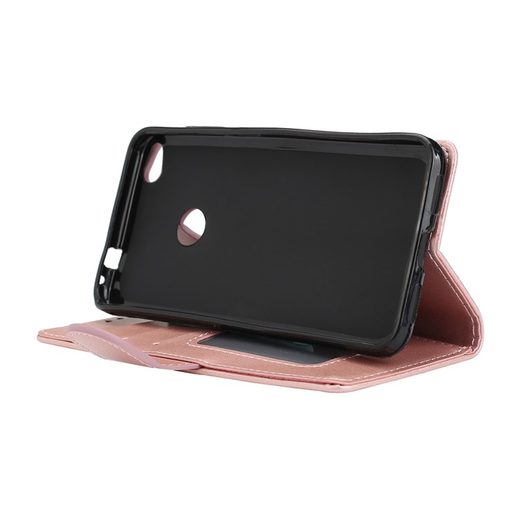 Flamingo Pattern Flash Powder Leather Wallet Cover for Huawei P8 Lite (2017) / Honor 8 Lite - Rose Gold-6