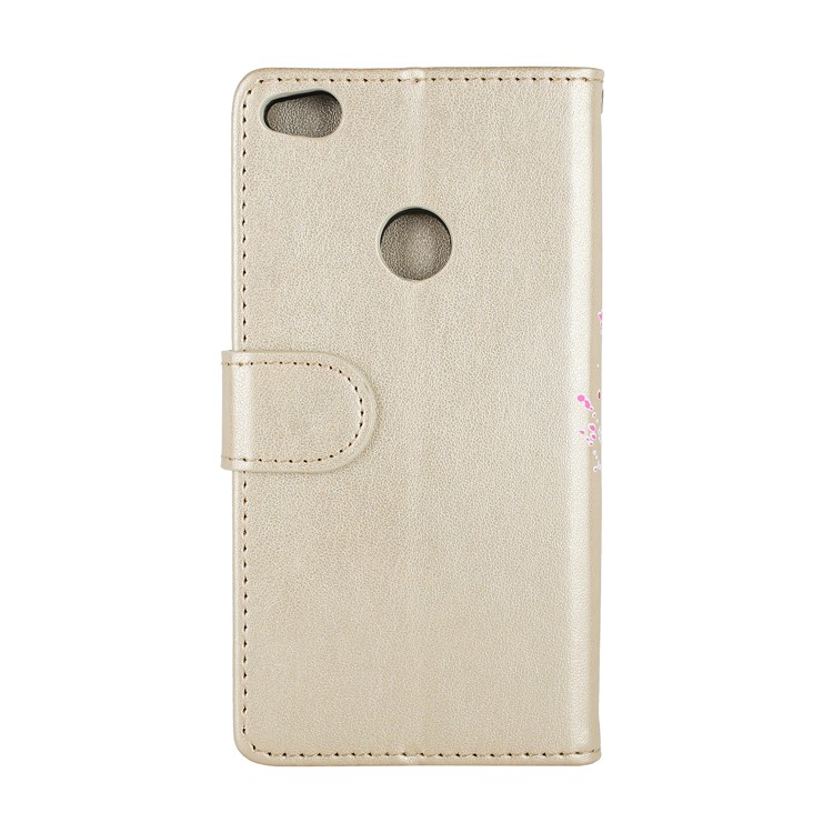 Flamingo Pattern Flash Powder Stand Leather Wallet Case for Huawei P8 Lite (2017) / Honor 8 Lite - Gold-3
