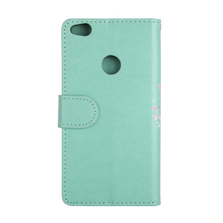 Flamingo Pattern Flash Powder Wallet Leather Stand Case for Huawei P8 Lite (2017) / Honor 8 Lite - Cyan-3