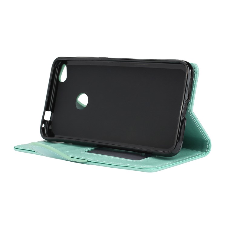 Flamingo Pattern Flash Powder Wallet Leather Stand Case for Huawei P8 Lite (2017) / Honor 8 Lite - Cyan-6