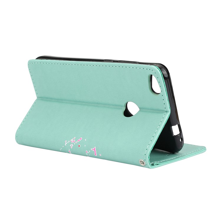 Flamingo Pattern Flash Powder Wallet Leather Stand Case for Huawei P8 Lite (2017) / Honor 8 Lite - Cyan-7