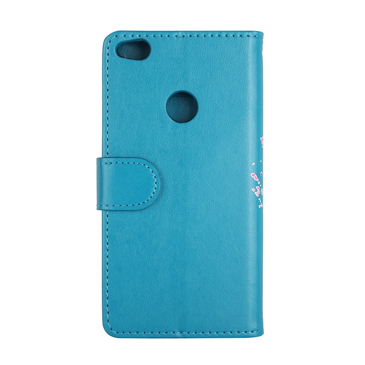 Flamingo Pattern Flash Powder Wallet Leather Stand Cover for Huawei P8 Lite (2017) / Honor 8 Lite - Blue-3
