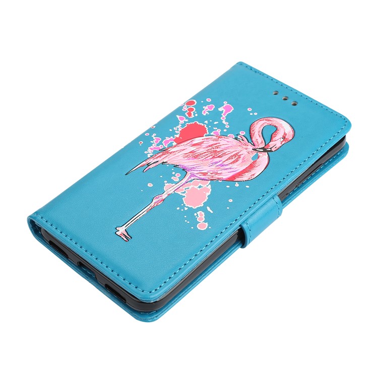 Flamingo Pattern Flash Powder Wallet Leather Stand Cover for Huawei P8 Lite (2017) / Honor 8 Lite - Blue-4