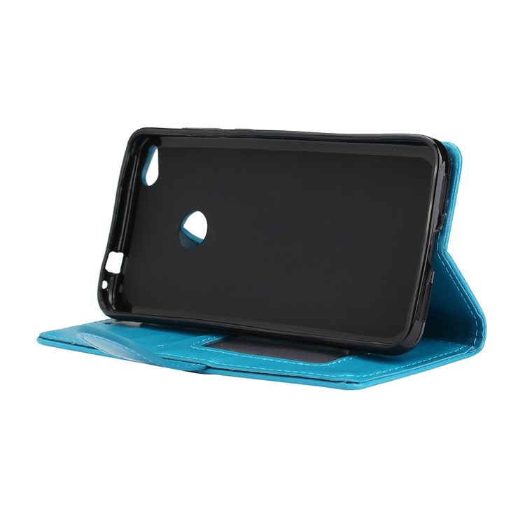 Flamingo Pattern Flash Powder Wallet Leather Stand Cover for Huawei P8 Lite (2017) / Honor 8 Lite - Blue-6