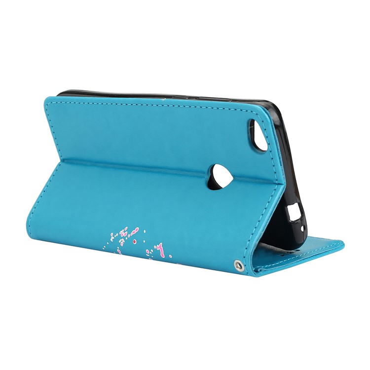 Flamingo Pattern Flash Powder Wallet Leather Stand Cover for Huawei P8 Lite (2017) / Honor 8 Lite - Blue-7