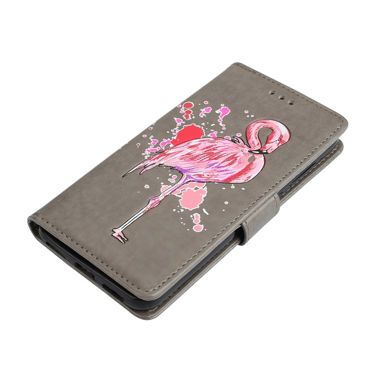 Flamingo Pattern Flash Powder PU Leather Wallet Case for Huawei P8 Lite (2017) / Honor 8 Lite - Grey-4