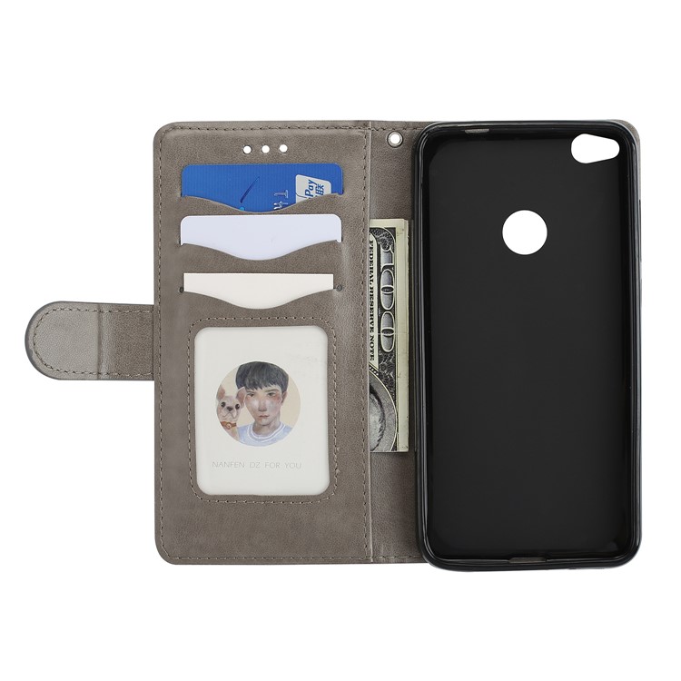 Flamingo Pattern Flash Powder PU Leather Wallet Case for Huawei P8 Lite (2017) / Honor 8 Lite - Grey-5