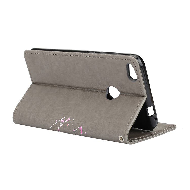 Flamingo Pattern Flash Powder PU Leather Wallet Case for Huawei P8 Lite (2017) / Honor 8 Lite - Grey-7