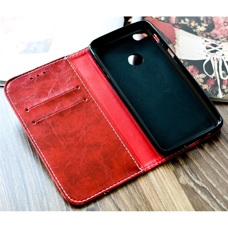 Dove of Peace Pattern Leather Wallet Case for Huawei P8 Lite (2017) / Honor 8 Lite - Red-5