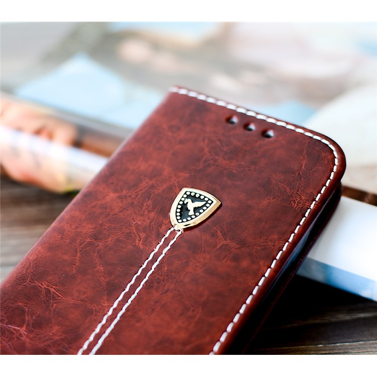 Dove of Peace Pattern Phone Leather Wallet Case for Huawei P8 Lite (2017) / Honor 8 Lite - Dark Brown-2