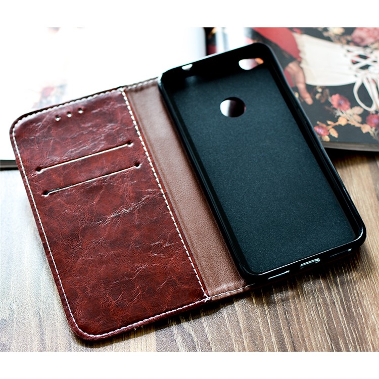 Dove of Peace Pattern Phone Leather Wallet Case for Huawei P8 Lite (2017) / Honor 8 Lite - Dark Brown-4