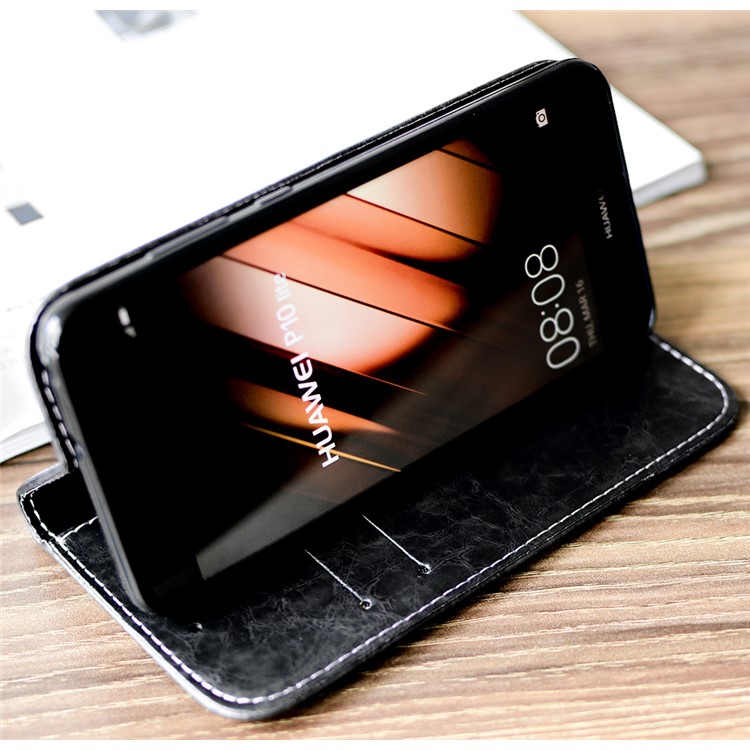 Peace Dove Series PU Leather Wallet Stand Phone Casing for Huawei P10 Lite - Black-3