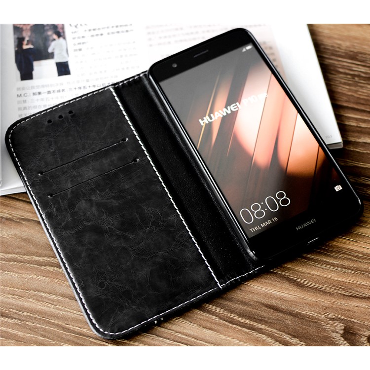 Peace Dove Series PU Leather Wallet Stand Phone Casing for Huawei P10 Lite - Black-4