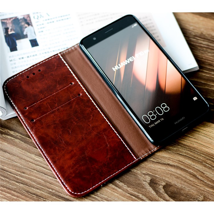 Peace Dove Series PU Leather Protection Mobile Case Accessory for Huawei P10 Lite - Dark Brown-4