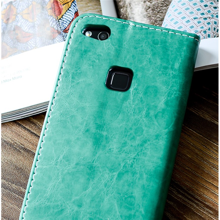 Peace Dove Series PU Leather Card Holder Phone Casing for Huawei P10 Lite - Cyan-2