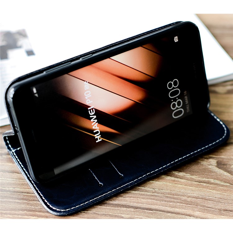 Peace Dove Series Wallet Stand Leather Phone Shell Accessory for Huawei P10 Lite - Blue-3
