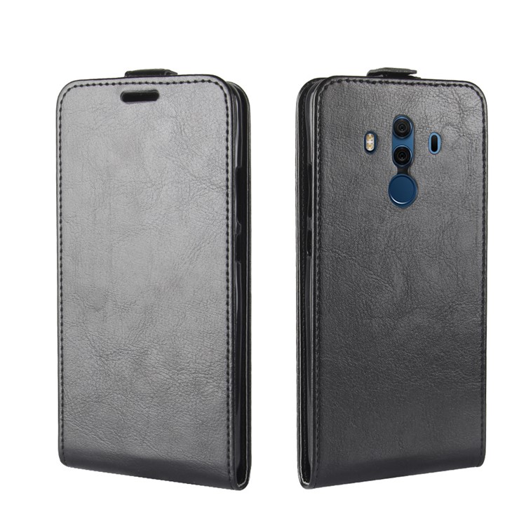 Crazy Horse Vertical Flip Leather Card Holder Magnetic Phone Case for Huawei Mate 10 Pro - Black-1