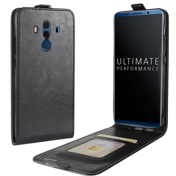 Crazy Horse Vertical Flip Leather Card Holder Magnetic Phone Case for Huawei Mate 10 Pro - Black-2