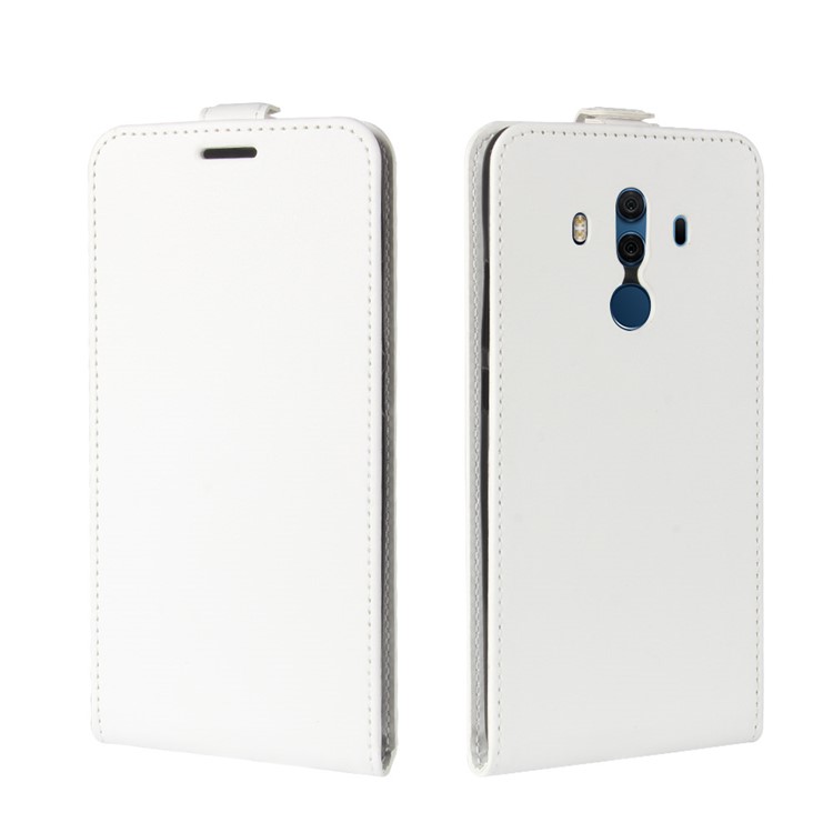 Crazy Horse Vertical Flip Leather Card Holder Magnetic Casing for Huawei Mate 10 Pro - White-1