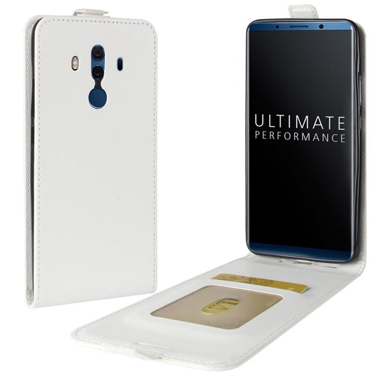 Crazy Horse Vertical Flip Leather Card Holder Magnetic Casing for Huawei Mate 10 Pro - White-2