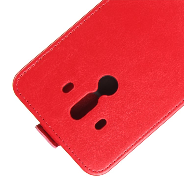 Crazy Horse Leather Magnetic Vertical Flip Mobile Phone Case with Card Holder for Huawei Mate 10 Pro - Red-5