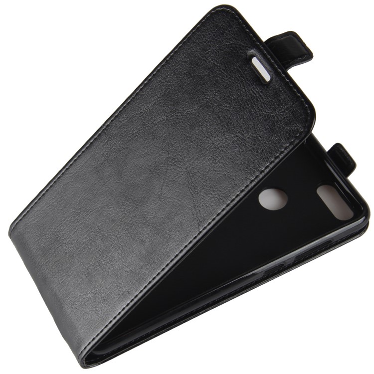 Crazy Horse Vertical Flip Leather Phone Casing with Photo Slot for Huawei Honor 7X - Black-4