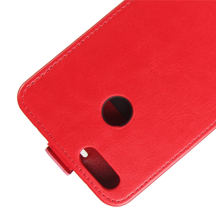 Crazy Horse Vertical Flip Leather Protective Shell for Huawei Honor 7X with Photo Slot - Red-4