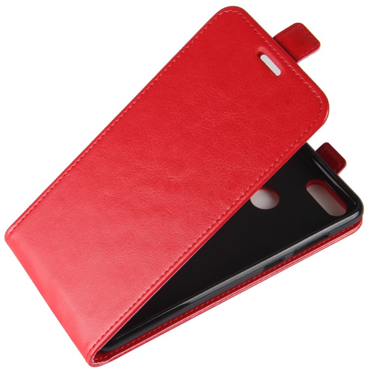 Crazy Horse Vertical Flip Leather Protective Shell for Huawei Honor 7X with Photo Slot - Red-5