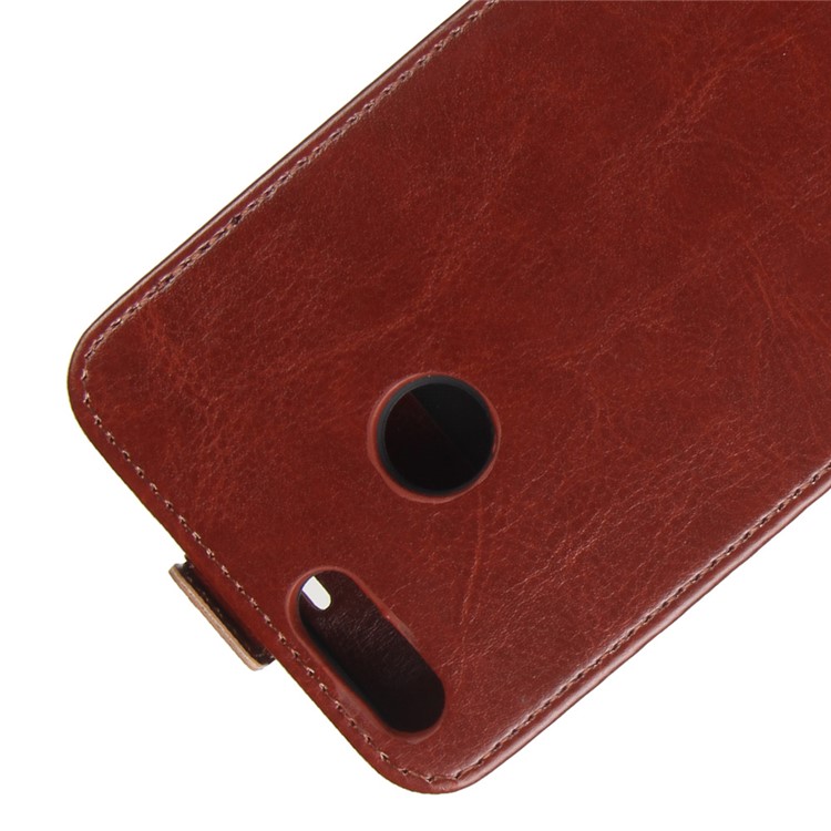Crazy Horse Vertical Flip Leather Mobile Shell for Huawei Honor 7X with Photo Slot - Brown-5