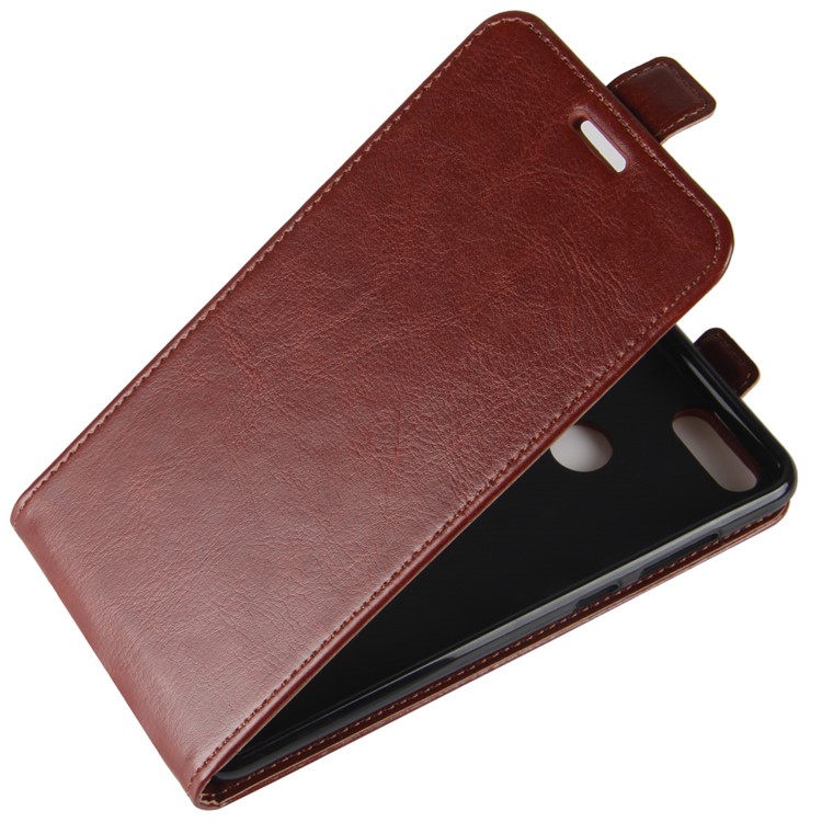 Crazy Horse Vertical Flip Leather Mobile Shell for Huawei Honor 7X with Photo Slot - Brown-6
