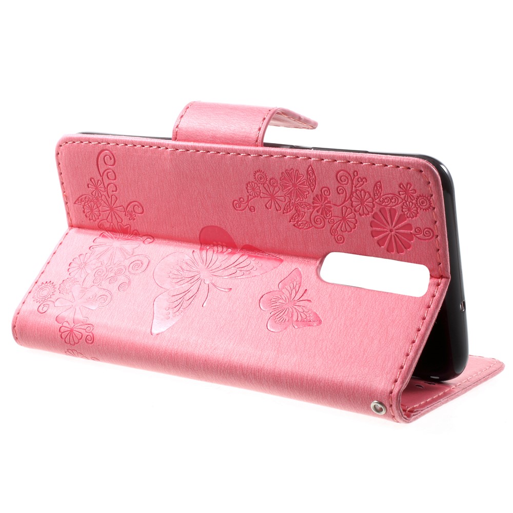 Imprinted Butterfly Flowers Magnetic Leather Wallet Case for Huawei Mate 10 Lite / nova 2i / Maimang 6 / Honor 9i (India) - Pink-4