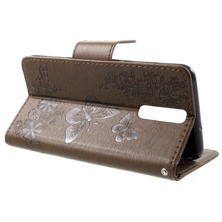 Imprinted Butterfly Flowers Magnetic Leather Stand Cover for Huawei Mate 10 Lite / nova 2i / Maimang 6 / Honor 9i (India) - Brown-4